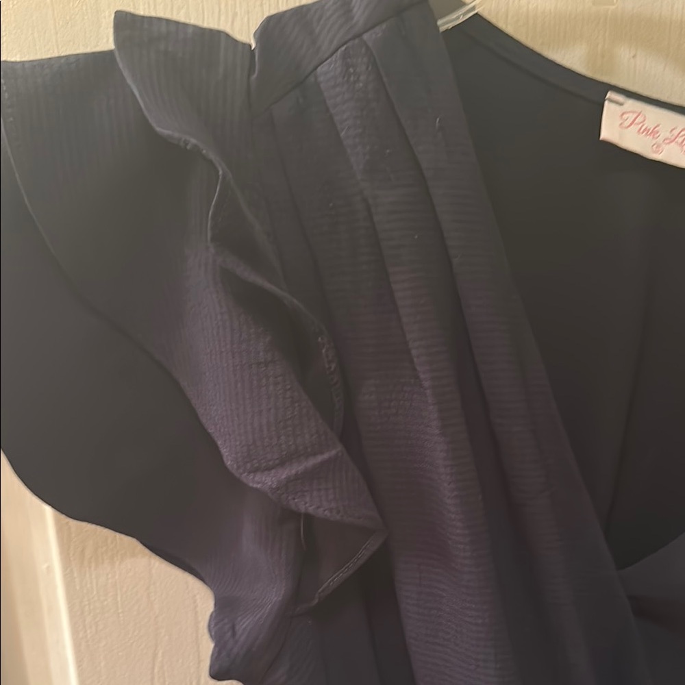 Navy Ruffle romper - Picture 2 of 2